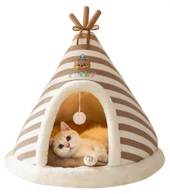 Immagine prodotto di Cuccia per gatti - Grotta per gatti - Marrone - 55 x 55 x 48 cm - Per gatti fino a 6 kg
