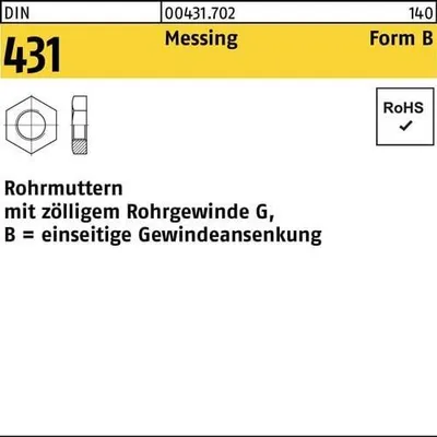 Produktbild von Reyher  Rohrmuttern DIN 431 Messing BG 1 1/4 Ms (10 Stück)