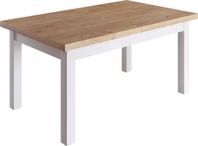 Produktbild von Furneo | Esstisch Ausziehbarer HERMES - 90x170/250 cm - Eiche gold - Robuste Bauweise - Weiße Beine - für Küche und Esszimmer - Loft
