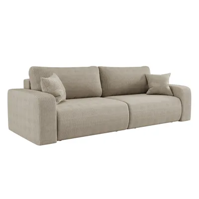 A beige sofa on a white background.