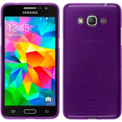 Produktbild von PhoneNatic Case kompatibel mit Samsung Galaxy Grand Prime - lila Silikon Hülle brushed + 2 Schutzfolien