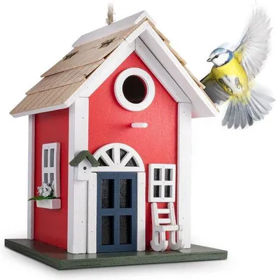 Produktbild von Holz Vogelhaus für Garten und Balkon - Dekorative Holz Vogelbox für Landhausstil