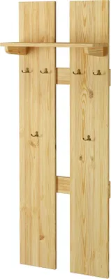 Produktbild von Breite Wand-Garderobe Kiefer massiv als Flurgarderobe oder Kleiderhaken mit Hutablage 90.80-10