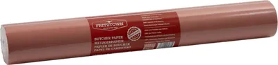A roll of pink butcher paper is shown on a white background.