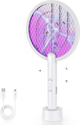 Productafbeelding van Insectenverdelger - Elektrische vliegenmepper 2-in-1 met USB-oplaadbaar - elektrische muggenmepper - uv-muggenlamp - vliegenvanger - afneembare zaklamp - voor muggen en vliegen