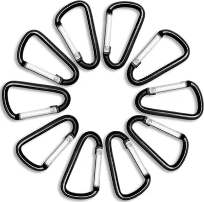 Produktbild von Outdoor Saxx® - 10 Stück Aluminium Mini Karabiner, zur Befestigung von Ausrüstung am Rucksack, Gürtel, Zelt, Kanu, 4cm, schwarz, 10er Spar-Pack
