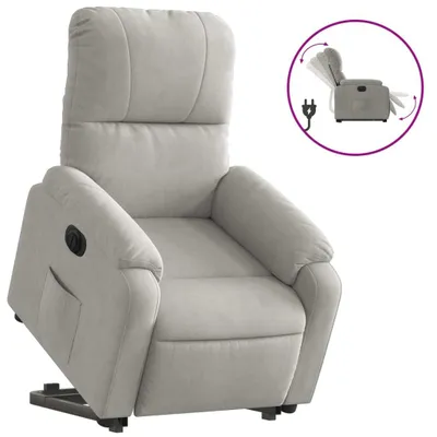 Image de Fauteuil inclinable électrique gris clair tissu microfibre