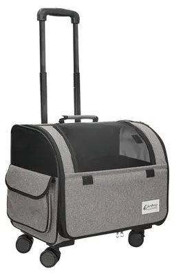 Productafbeelding van Hondentas met wielen - Huisdiertas draagtas - 43 x 28 x 34 cm - Grijs - Voor kleine honden en katten