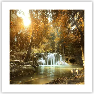Produktbild von Poster - Poster ohne Rahmen - Park Wasserfall Wasser - 40x40 cm - Wand Bild - Wanddeko - Wandbilder - Kunstposter - Wandposter - Bilder - Kunstdruck - Wanddekoration - Wandbild - P2XAC40x40-3789
