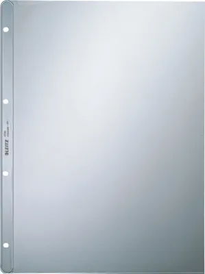 Produktbild von Leitz Prospekthülle, DIN A4, farblos, PP-Folie, 130 my, Oberfläche genarbt, oben offen, Daumenausschnitt, 4-fach Lochung, dokumentenecht, 100 Hüllen