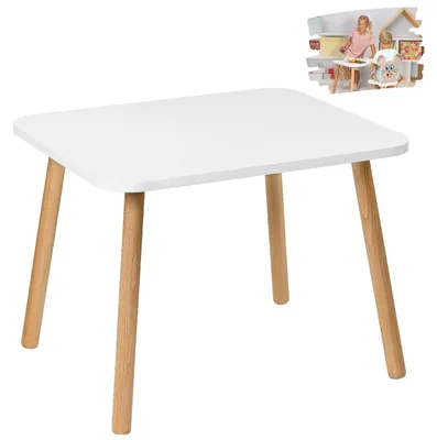 Produktbild von Omgoods – Weißer Holz-Kindertisch, 50 x 70 x 46 cm, Geschenk für Kinder im Alter von 3-7 Jahren