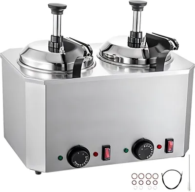 Produktbild von Elektrische Fonduepfanne – Nacho Käse Dispenser – 2x2,5L – Käsefondue – Mit 2 Pumpen – Edelstahl