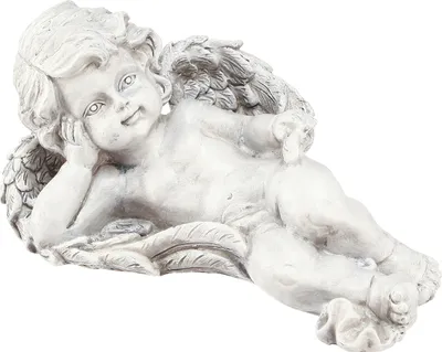 Produktbild von Engel liegend Grabschmuck Dekofigur Grau 22cm wetterfest Polyresin Grabdekoration Garten