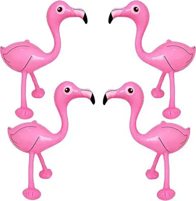 Produktbild von Schnell einkaufen - 4 Aufblasbare Flamingos 50 cm - Tropisches Wasserspielzeug - Partyzubehör für Pool, Strand, Garten, Sommerspaß, Partydekorationen