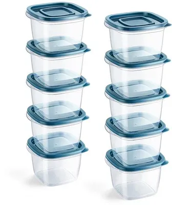 Immagine prodotto di Set di contenitori in plastica da 10 pezzi, rettangolari con coperchio