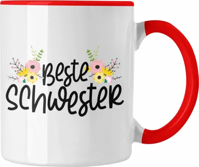 Produktbild von Trendation - Beste Schwester Tasse Geschenk Schwesterherz Lustiger Spruch Geburtstag Schwester (Rot)