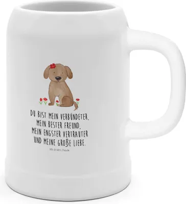 Produktbild von Mr. & Mrs. Panda Bier Humpen Hund Dame - Weiß - Geschenk, Hunde, Tonkrug, Liebe, Lieb, Seidel, Flauschig, Sprüche, Steinkrug, Krug, Liebenswert