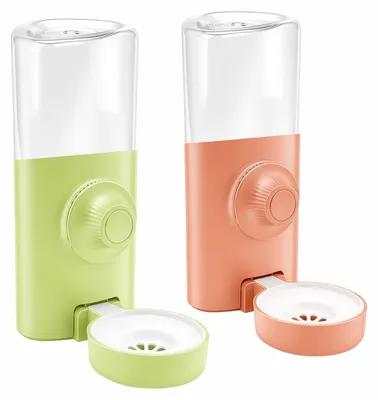 Trinkflasche für Kaninchen 2er-Set, 600 ml, hängend, Grün/Rosa