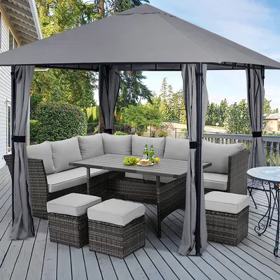 Produktbild von Sekey Pavillon 3x3 Gartenpavillon Terrassenpavillon 4 abnehmbar Seitenteile & Reißverschluss Partyzelt Wasserdicht Gartenzelt Sonnenschutz