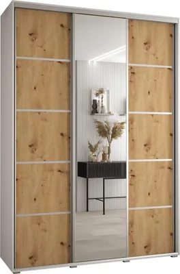 Produktbild von MEBLE KRYSPOL Davos 5 Schrank, drei Türen - 235,2x180x45 cm - Weiß Artisan Silber