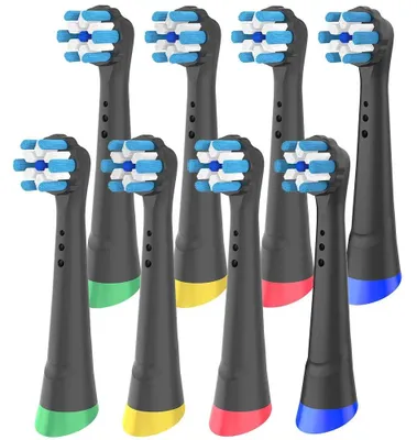 Immagine prodotto di Testina per spazzolino, compatibile con lo spazzolino elettrico Oral B iO, disponibile in diverse confezioni, colore nero, confezione da 8 pezzi