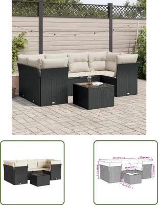Produktbild von The Living Store 7-tlg. Garten-Sofagarnitur mit Kissen Schwarz Poly Rattan