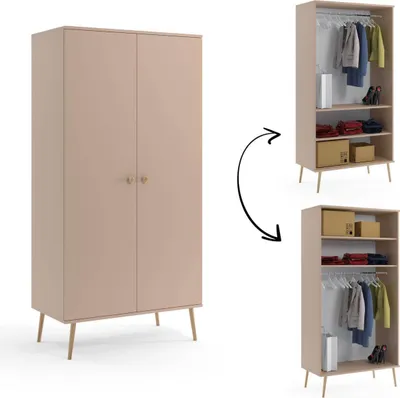 Produktbild von Drehtürenschrank Bolea 2D 100 cm mit Kleiderstange - Macchiato