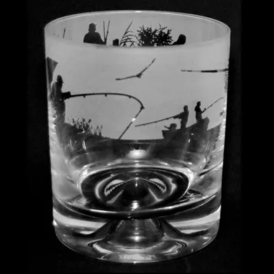 Whisky Tumbler mit Fischerszene, 0,3 L, Glas