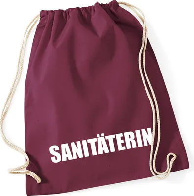 Produktbild von Huuraa Turnbeutel Sanitäterin Schriftzug 12 Liter Burgundy Baumwolle Rucksack Geschenkidee