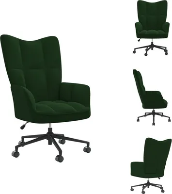 Image de vidaXL Fauteuil Relax Vert Foncé Velours - Fauteuil