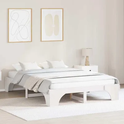 Zdjęcie produktu dla Maison Exclusive – rama łóżka biała 140 x 200 cm Lite drewno sosnowe