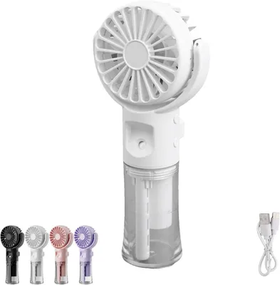 Produktbild von Handventilator mit Wasserkühlung,Mini Handventilator(weiss)tragbarer,mit Wassernebel-Spray,4 Geschwindigkeiten,geeignet für Sport,Reisen,Büro