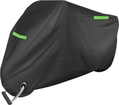 Produktbild von Motorradabdeckung - wasserabweisend - 245 x 125 cm - Schwarz mit grüner Reflexion - Motorradabdeckung außen wasserabweisend - Motorradabdeckung