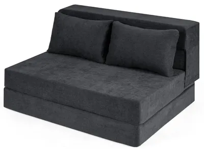 Zdjęcie produktu dla KOMFOTTEU, rozkładana sofa do spania, 3 w 1, fotel do spania, rozkładana sofa z funkcją spania, sofa z możliwością prania pokrowca i 2 poduszkami, sofa podłogowa do salonu, sypialni i mieszkania (szara, 82 x 103 x 58 cm)
