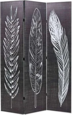 Produktbild von Raumteiler klappbar 120 x 170 cm Federn Schwarz-Weiß