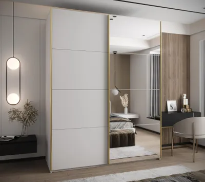 Produktbild von Zweitüriger Kleiderschrank SAMARA 3 – 190 cm, weiß/gold