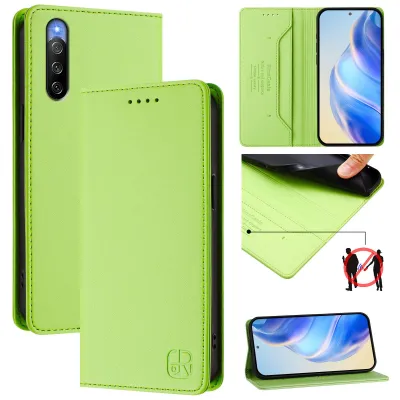 Produktbild von Lederhülle für Sony Xperia 10 III Hülle Flip Brieftasche Kartenfächern Ständer Schutzhülle Grün