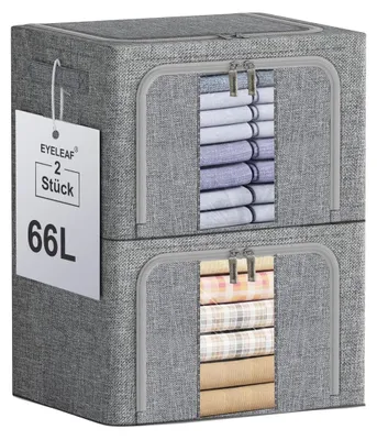Aufbewahrungsboxen 2x66 l, grau, rechteckig, stapelbar