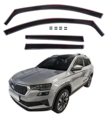 Produktbild von GP Windabweiser Für  Skoda Karoq ab 2017 4tlg GP Regenabweiser, Schwarz, Getönt, Aerodynamisch, Einfache Montage, Befeistigung mit Clips