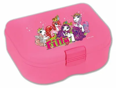 Produktbild von Dracco Frühstücksdose Filly World Rosa Rechteckig Kind 2 Fächer 6x19.5x6 cm leicht zu öffnen