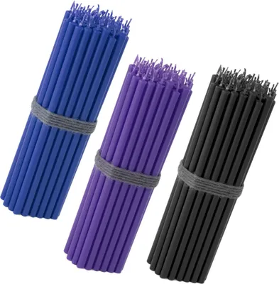 Produktbild von 150x Stabkerzen 16cm – Blau Violett Schwarz – tropffrei, dünn & dekorativ