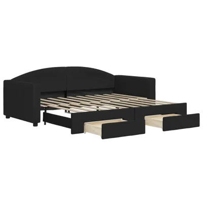 Immagine prodotto di Divano Letto Estraibile con Cassetti Nero 90x190 cm in Tessuto