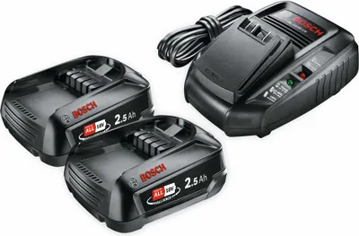 Produktbild von Bosch 1600A011LD, Batterie- & Ladegerät-Set, Lithium-Ion (Li-Ion), 2,5 Ah, 18 V, Bosch, 18V POWER FOR ALL ALLIANCE