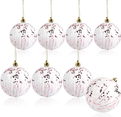 Productafbeelding van com-four® 8 kerstballen, kerstboomversieringen van onbreekbaar kunststof voor kerst, boomversiering met ophanghaak