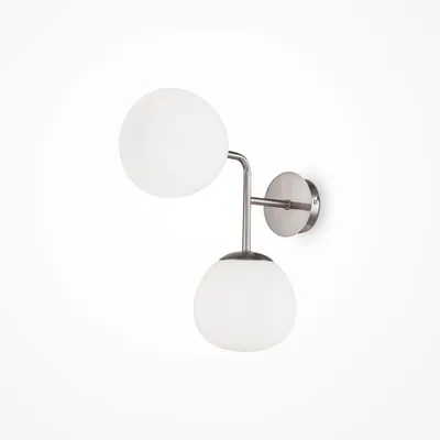 Zdjęcie produktu dla Lampa ścienna, metal, szkło, nikiel, regulowana wysokość, wys. 36 cm