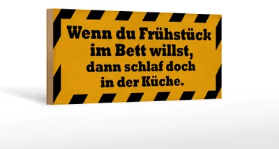 Produktbild von Holzschild Spruch 27x10cm Frühstück im Bett schlaf Küche