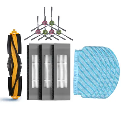 Imagen del producto de Accesorios para robots aspiradores: 1 cepillo de rodillos + 6 cepillos laterales + 3 filtros HEPA + 5 paños de limpieza