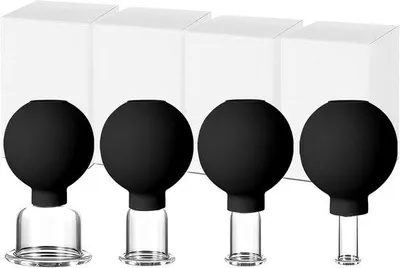 Produktbild von Schröpfgläser-Set, 4 Stück - Glas mit Silikon-Saugglocken - Stärkt die Gesichtskonturen - Fördert die Durchblutung