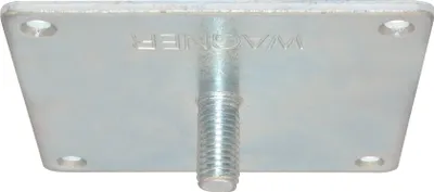 Produktbild von WAGNER Anschraubplatte VIERECK mit TENO kombinierbar - 90 x 90 x 25 mm, Gewinde M10 x 21 mm, Stahl 3 mm - 12399101