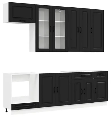 Produktbild von vidaXL Kücheneinheit KALMAR 8 stk. Schwarz Holzwerkstoff